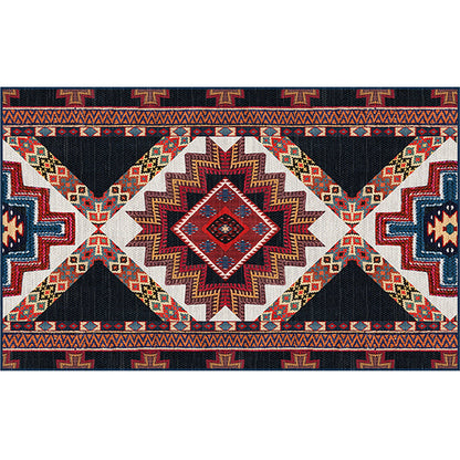 Skorter | Empire Print Rug Multicolored Moroccan Rug Polyester Non-Slip Back Machine Washable Pet-Friendly Rug for Living Room