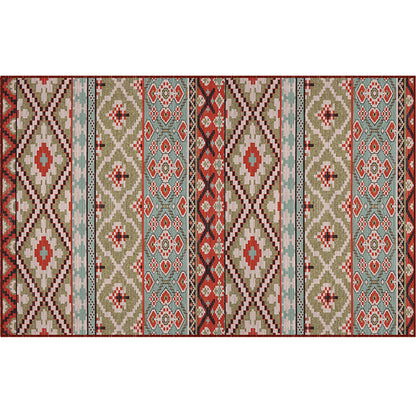 Skorter | Empire Print Rug Multicolored Moroccan Rug Polyester Non-Slip Back Machine Washable Pet-Friendly Rug for Living Room