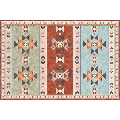 Skorter | Empire Print Rug Multicolored Moroccan Rug Polyester Non-Slip Back Machine Washable Pet-Friendly Rug for Living Room