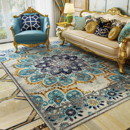 Skorter | Antique multi-colored flower carpet polypropylene Moroccan area rug pet-friendly washable non-slip rug for guest areas
