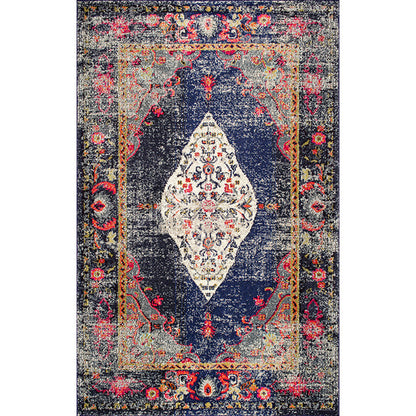 Skorter | Antique multi-colored flower carpet polypropylene Moroccan area rug pet-friendly washable non-slip rug for guest areas