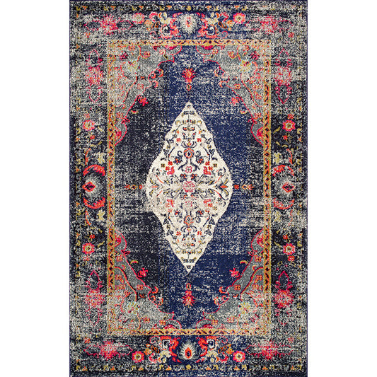 Skorter | Antique multi-colored flower carpet polypropylene Moroccan area rug pet-friendly washable non-slip rug for guest areas