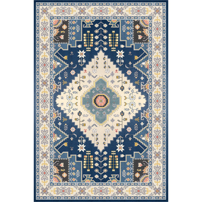 Skorter | Beautiful Moroccan Rug Multicolored symmetrical printed carpet non-slip machine washable pet-friendly rug for the room