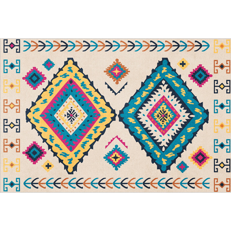 Skorter | Beautiful Moroccan Rug Multicolored symmetrical printed carpet non-slip machine washable pet-friendly rug for the room
