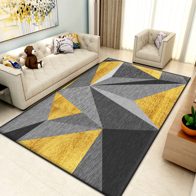 Skorter | Nice 3D Effect Triangle Rug Multicolor Contemporary Rug Polypropylene Machine Washable Pet Friendly Non-Slip Rug for Home