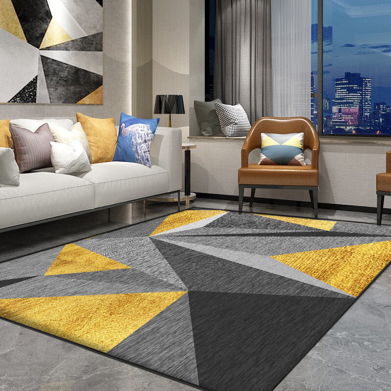 Skorter | Nice 3D Effect Triangle Rug Multicolor Contemporary Rug Polypropylene Machine Washable Pet Friendly Non-Slip Rug for Home