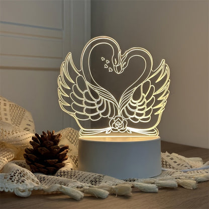 Skorter | Swan Light - USB Powered 3D LED Table Lamp with Acrylic Frame