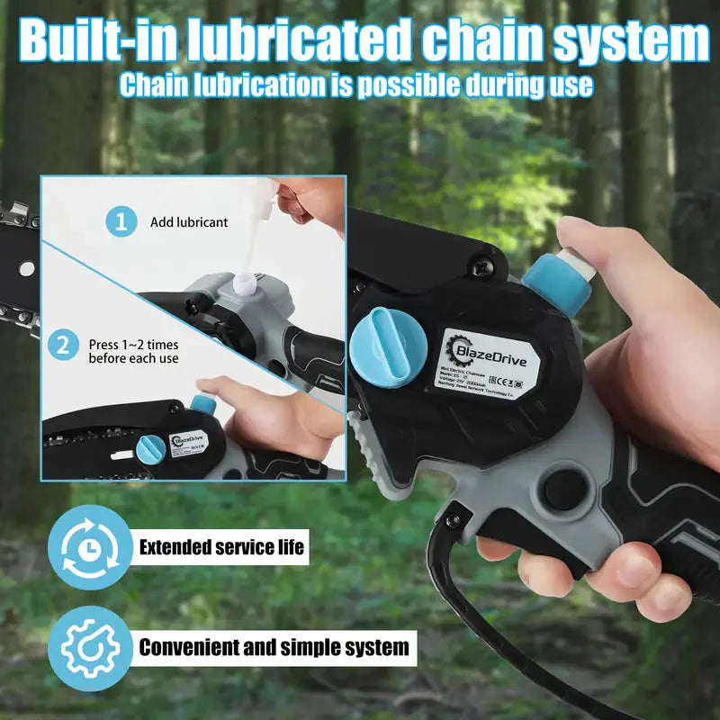 Skorter | 21V 4-6 Inch Wireless Chainsaw Set with Built-in Lubrication, Battery and Charger