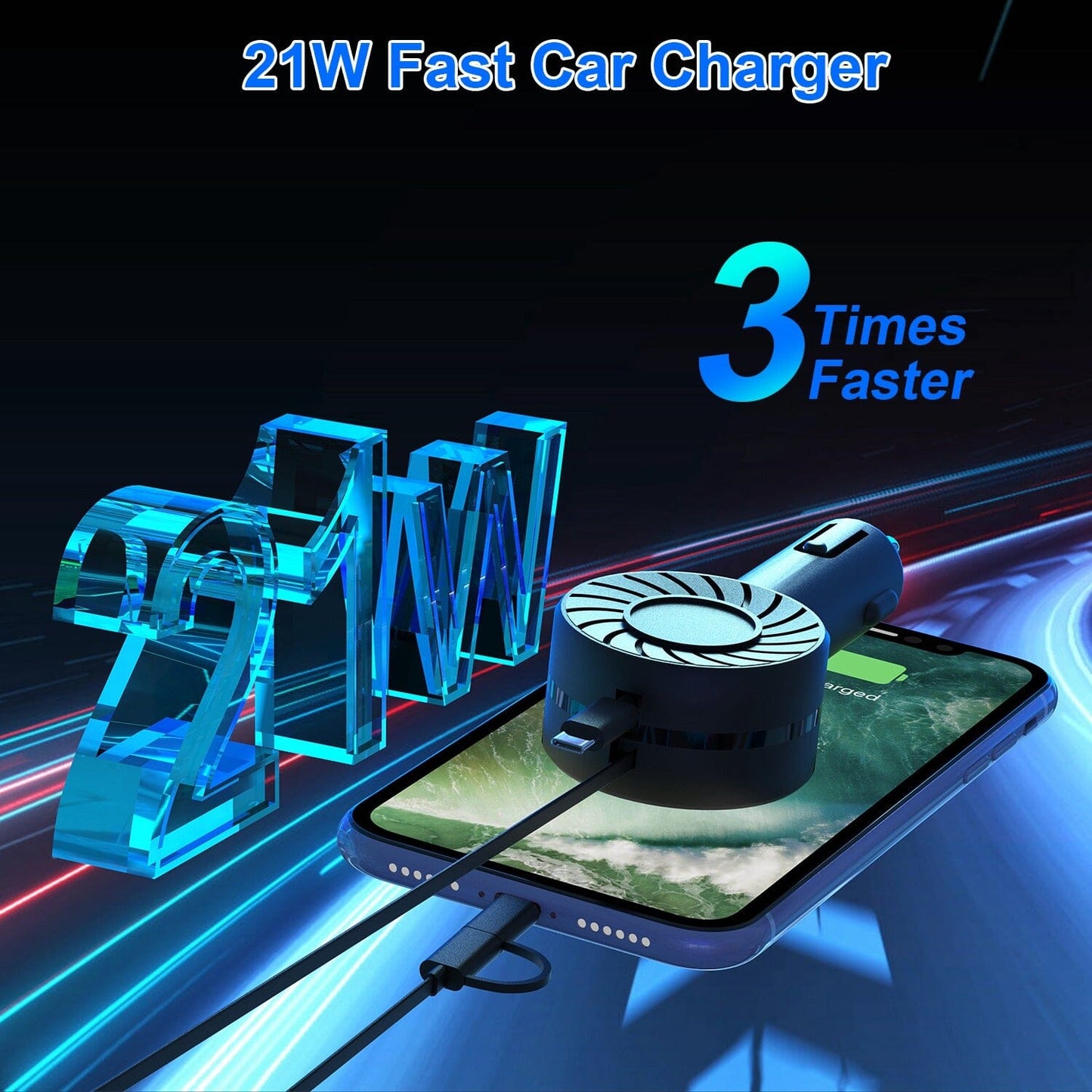 Skorter | 21W 3-in-1 Retractable Image Phone Charger