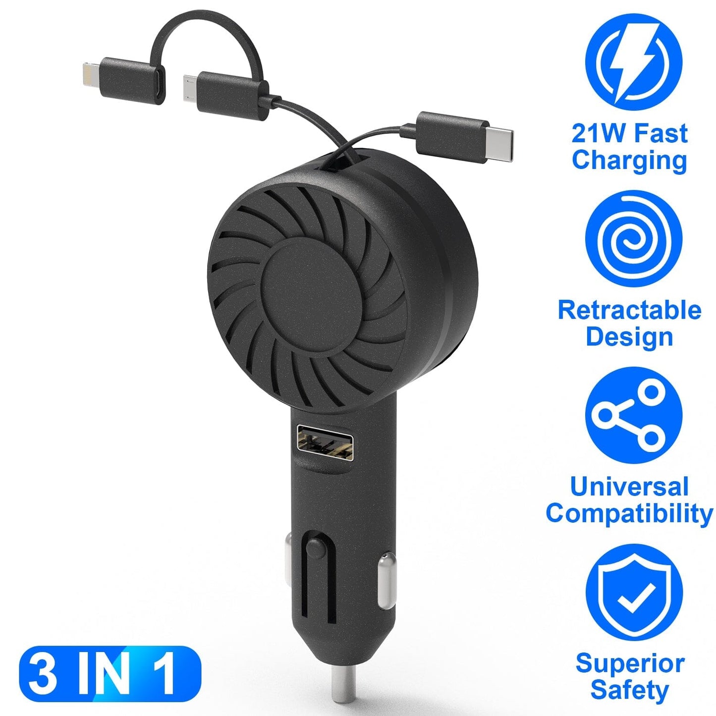 Skorter | 21W 3-in-1 Retractable Image Phone Charger