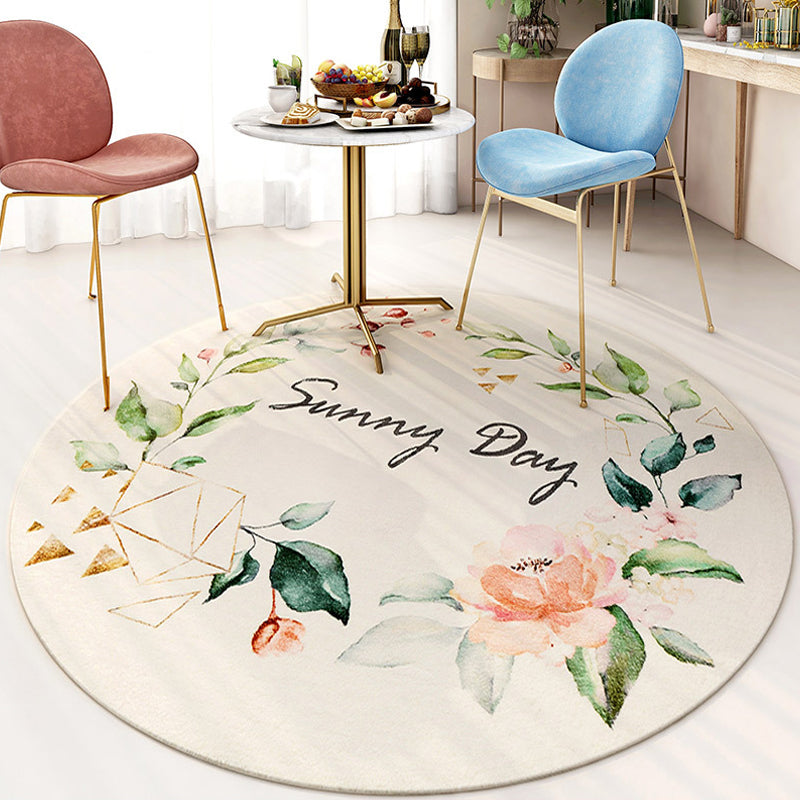 Skorter | Cute Kids Room Carpet Multi color Plant Printed Area Rug Polyester Non-Slip Rug Machine Washable Carpet