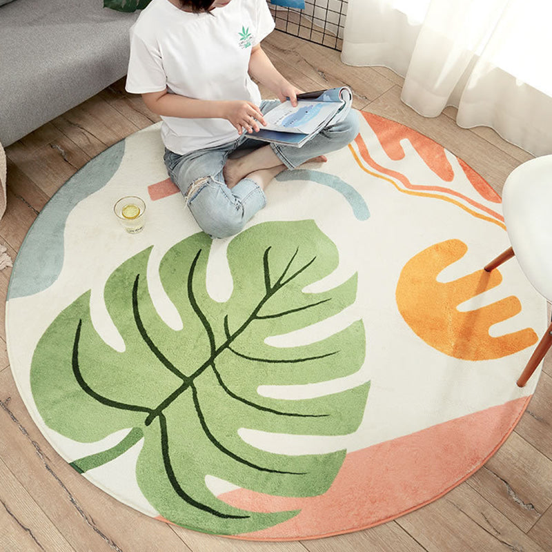 Skorter | Cute Kids Room Carpet Multi color Plant Printed Area Rug Polyester Non-Slip Rug Machine Washable Carpet
