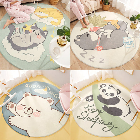Skorter | Cute Animal Pattern Rug Multi-Color Synthetic Rug Anti-Slip Back Washable Rug for Kids Room