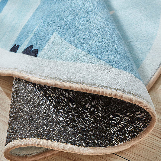 Skorter | Beautiful Cartoon Printed Rug Multicolor Cotton Blend Indoor Rug Non-Slip Back Easy Care Rug with Border for the Room