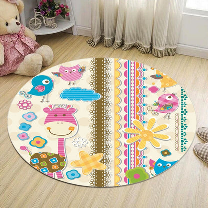 Skorter | Abstract Bedroom Rug Multicolor Cartoon Animal Print Indoor Rug Polypropylene Non-Slip Pet-Friendly Rug