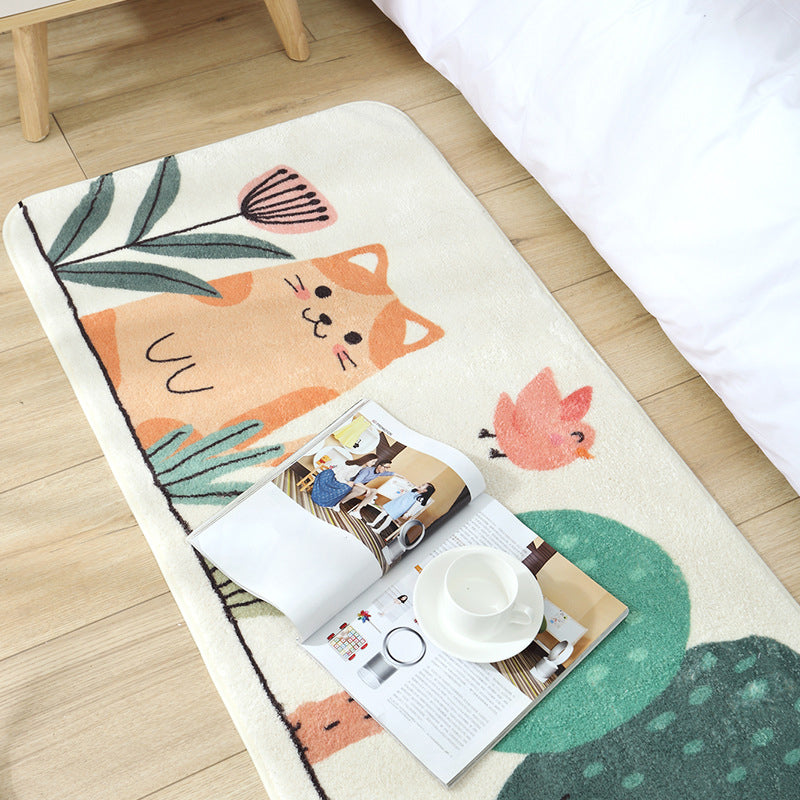 Skorter | Casual Living Room Rug Multicolored Cartoon Plant Pattern Rug Synthetic Pet-Friendly Non-Slip Rug