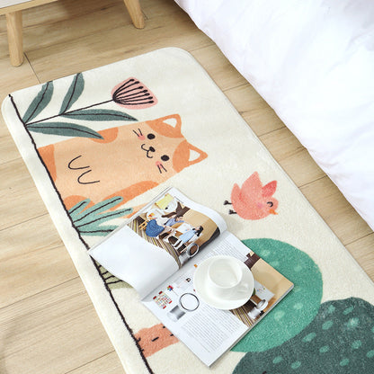 Skorter | Casual Living Room Rug Multicolored Cartoon Plant Pattern Rug Synthetic Pet-Friendly Non-Slip Rug
