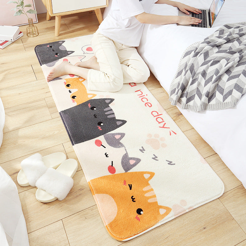 Skorter | Casual Living Room Rug Multicolored Cartoon Plant Pattern Rug Synthetic Pet-Friendly Non-Slip Rug