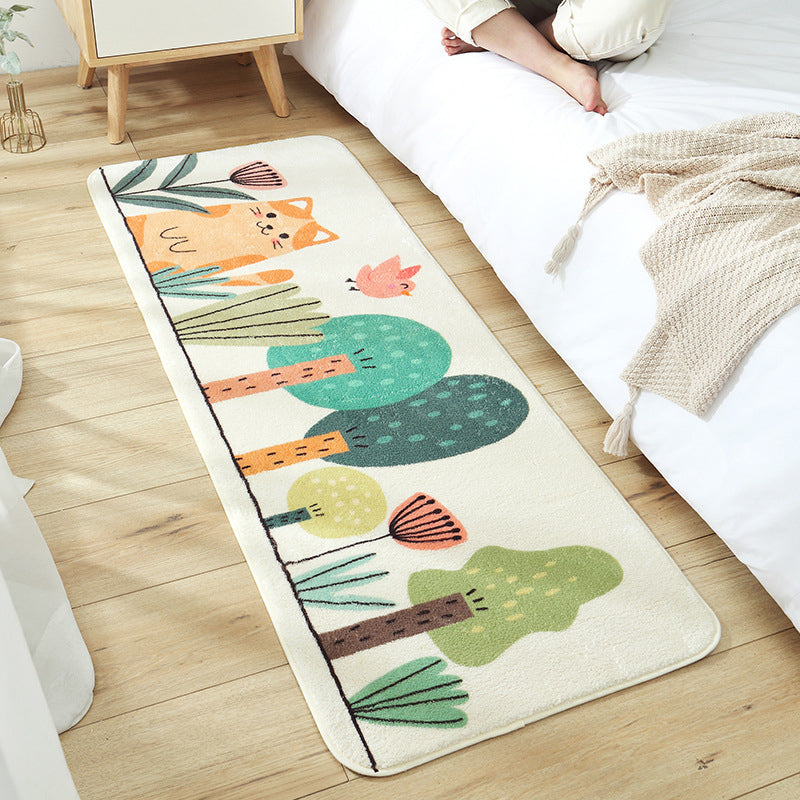 Skorter | Casual Living Room Rug Multicolored Cartoon Plant Pattern Rug Synthetic Pet-Friendly Non-Slip Rug