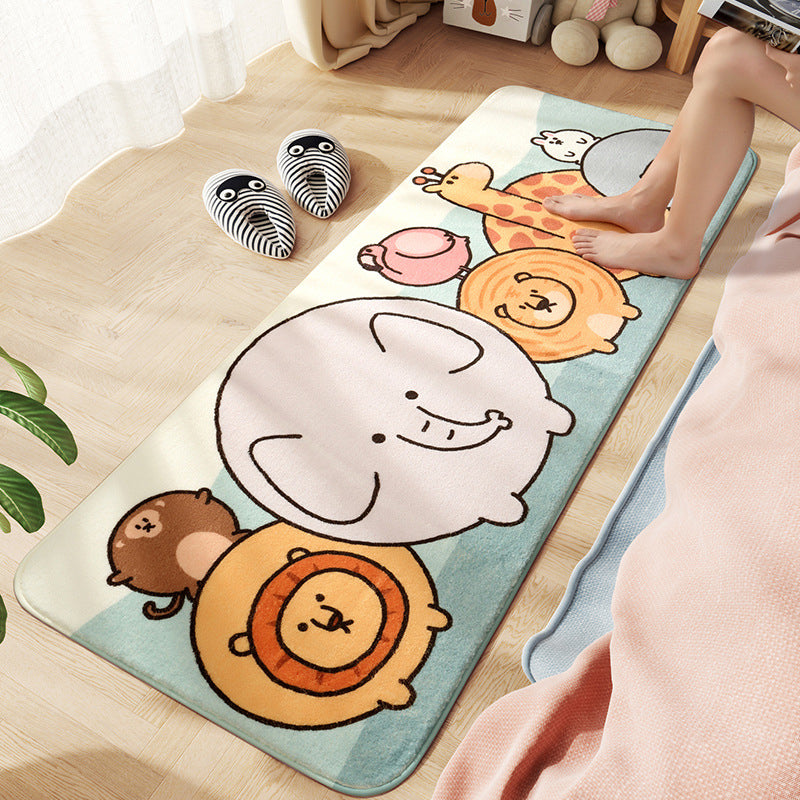 Skorter | Comfort Children's Room Carpet Multicolored Cartoon Animal Area Rug Synthetic Easy Care Pet-Friendly Rug