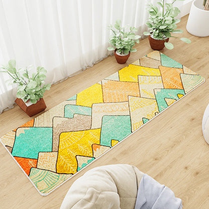 Skorter | Casual abstract patterned rug Multicolored cotton blend rug pet-friendly washable indoor rug for bedroom