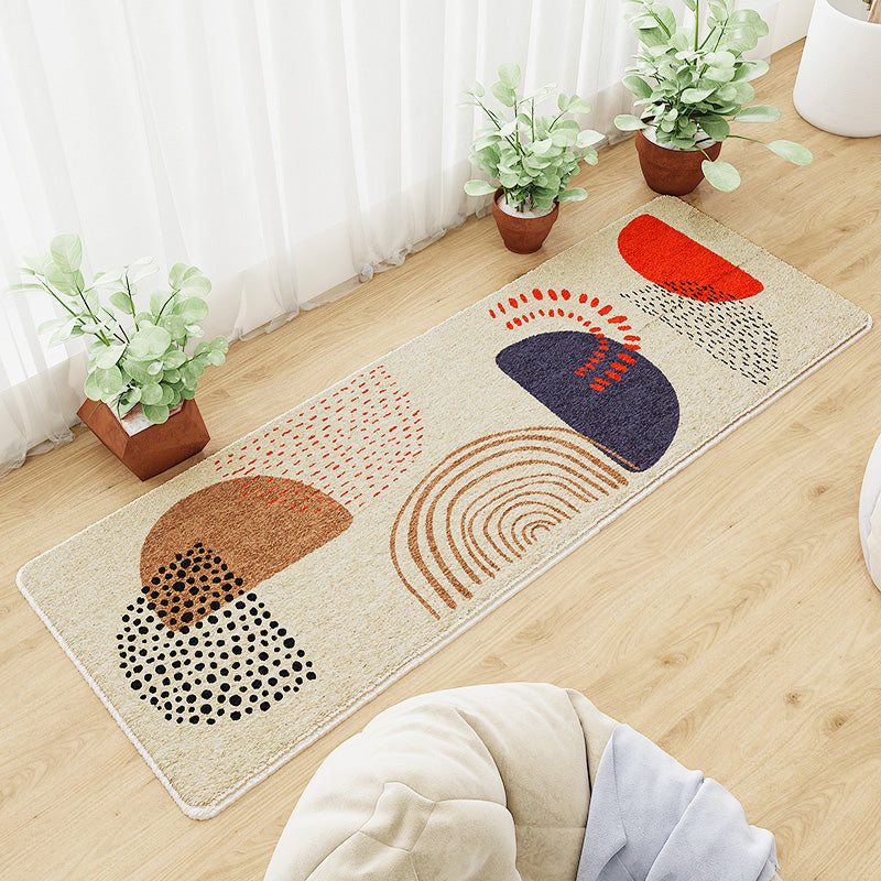 Skorter | Casual abstract patterned rug Multicolored cotton blend rug pet-friendly washable indoor rug for bedroom