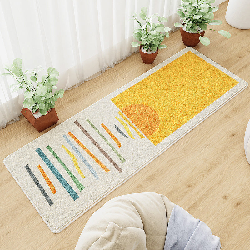 Skorter | Casual abstract patterned rug Multicolored cotton blend rug pet-friendly washable indoor rug for bedroom