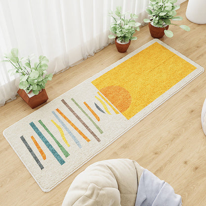 Skorter | Casual abstract patterned rug Multicolored cotton blend rug pet-friendly washable indoor rug for bedroom