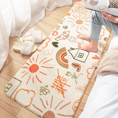 Skorter | Creative Cartoon Plant Pattern Carpet Multicolored Polyester Carpet Non-slip Backing Pet-friendly Carpet for Children's Room
