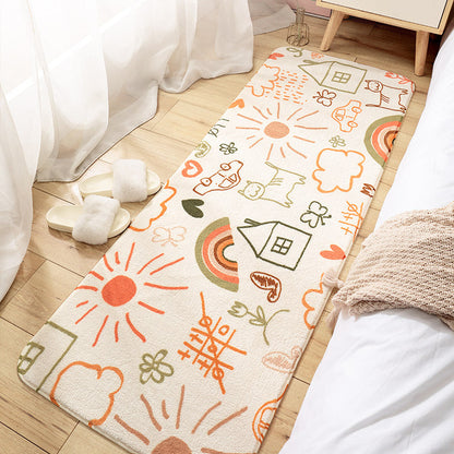 Skorter | Creative Cartoon Plant Pattern Carpet Multicolored Polyester Carpet Non-slip Backing Pet-friendly Carpet for Children's Room