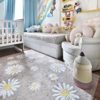 Skorter | Colorful Kids Room Rug Comfort Polka Dot Print Rug Cotton Blend Pet Friendly Washable Rug