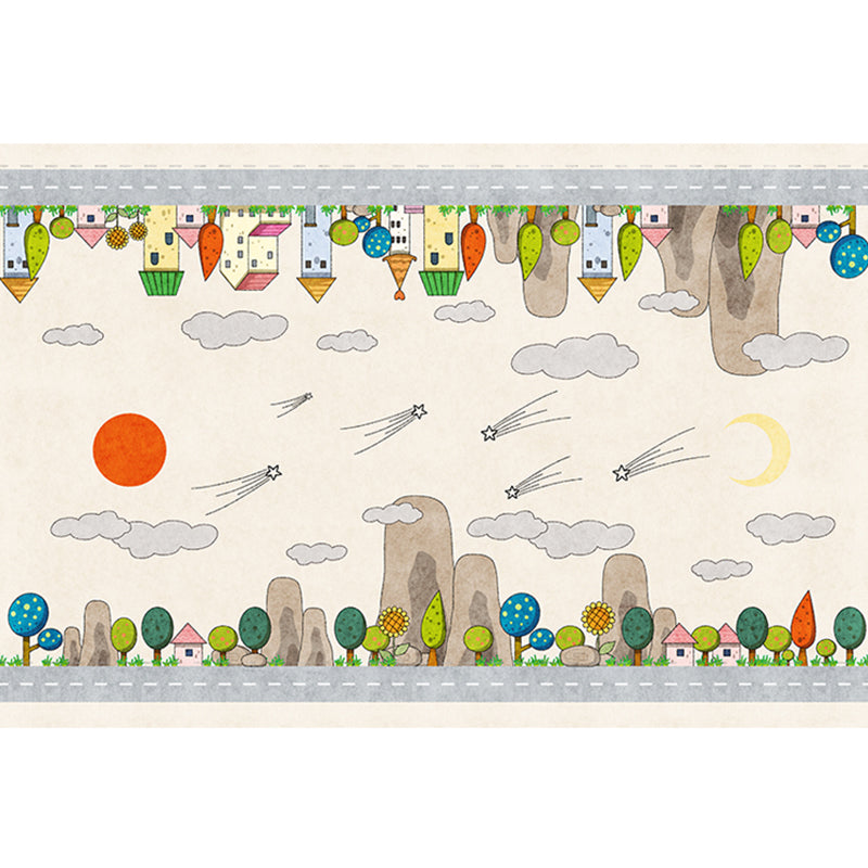 Skorter | Casual Cartoon Patterned Rug Multicolored Cotton Blend Rug Non-Slip Back Easy Care Rug for the Bedroom