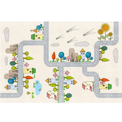 Skorter | Casual Cartoon Patterned Rug Multicolored Cotton Blend Rug Non-Slip Back Easy Care Rug for the Bedroom