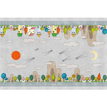 Skorter | Casual Cartoon Patterned Rug Multicolored Cotton Blend Rug Non-Slip Back Easy Care Rug for the Bedroom