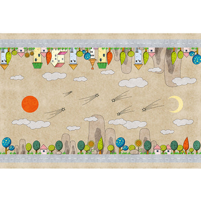 Skorter | Casual Cartoon Patterned Rug Multicolored Cotton Blend Rug Non-Slip Back Easy Care Rug for the Bedroom