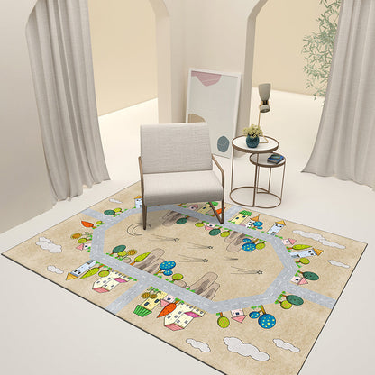 Skorter | Casual Cartoon Patterned Rug Multicolored Cotton Blend Rug Non-Slip Back Easy Care Rug for the Bedroom