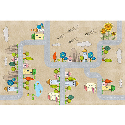 Skorter | Casual Cartoon Patterned Rug Multicolored Cotton Blend Rug Non-Slip Back Easy Care Rug for the Bedroom
