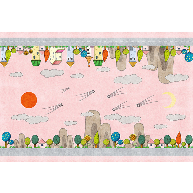 Skorter | Casual Cartoon Patterned Rug Multicolored Cotton Blend Rug Non-Slip Back Easy Care Rug for the Bedroom