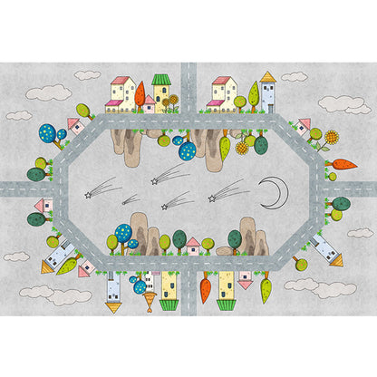 Skorter | Casual Cartoon Patterned Rug Multicolored Cotton Blend Rug Non-Slip Back Easy Care Rug for the Bedroom