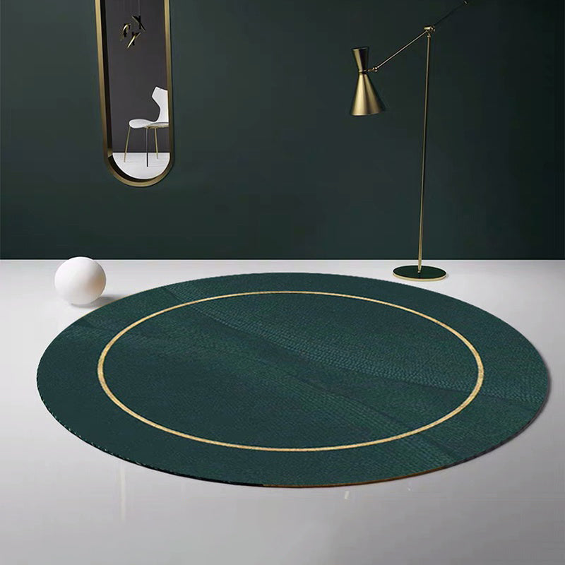 Skorter | Dark green abstract printed rug Polyester trendy rug non-slip pet-friendly rug for the living room