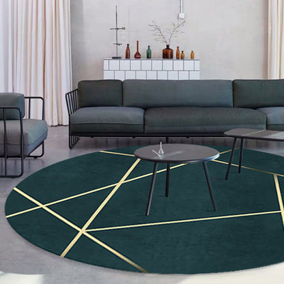 Skorter | Dark green abstract printed rug Polyester trendy rug non-slip pet-friendly rug for the living room