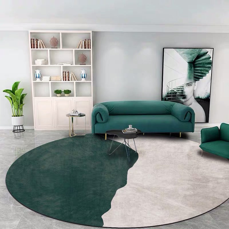 Skorter | Dark green abstract printed rug Polyester trendy rug non-slip pet-friendly rug for the living room