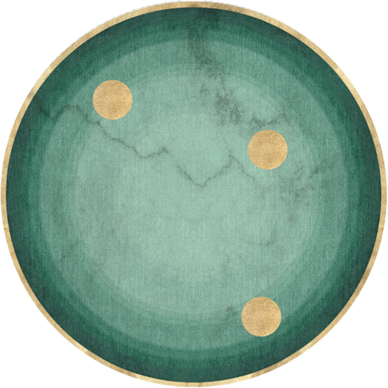 Skorter | Dark green abstract printed rug Polyester trendy rug non-slip pet-friendly rug for the living room