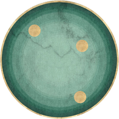 Skorter | Dark green abstract printed rug Polyester trendy rug non-slip pet-friendly rug for the living room