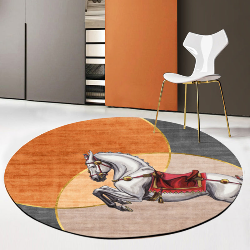 Skorter | Creative Abstract Printed Area Rug Multicolor Synthetic Carpet Non-Slip Back Stain Resistant Rug for Bedroom