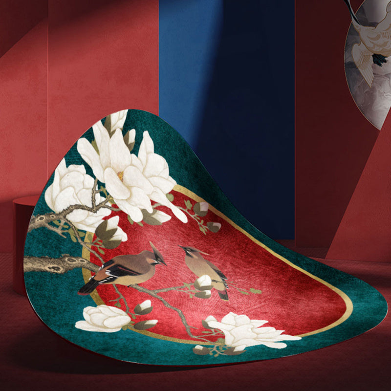 Skorter | Creative Abstract Printed Area Rug Multicolor Synthetic Carpet Non-Slip Back Stain Resistant Rug for Bedroom