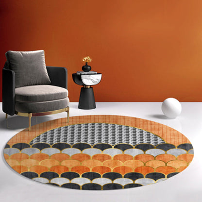 Skorter | Creative Abstract Printed Area Rug Multicolor Synthetic Carpet Non-Slip Back Stain Resistant Rug for Bedroom