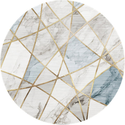 Skorter | Creative Abstract Printed Area Rug Multicolor Synthetic Carpet Non-Slip Back Stain Resistant Rug for Bedroom