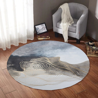 Skorter | Creative Abstract Printed Area Rug Multicolor Synthetic Carpet Non-Slip Back Stain Resistant Rug for Bedroom