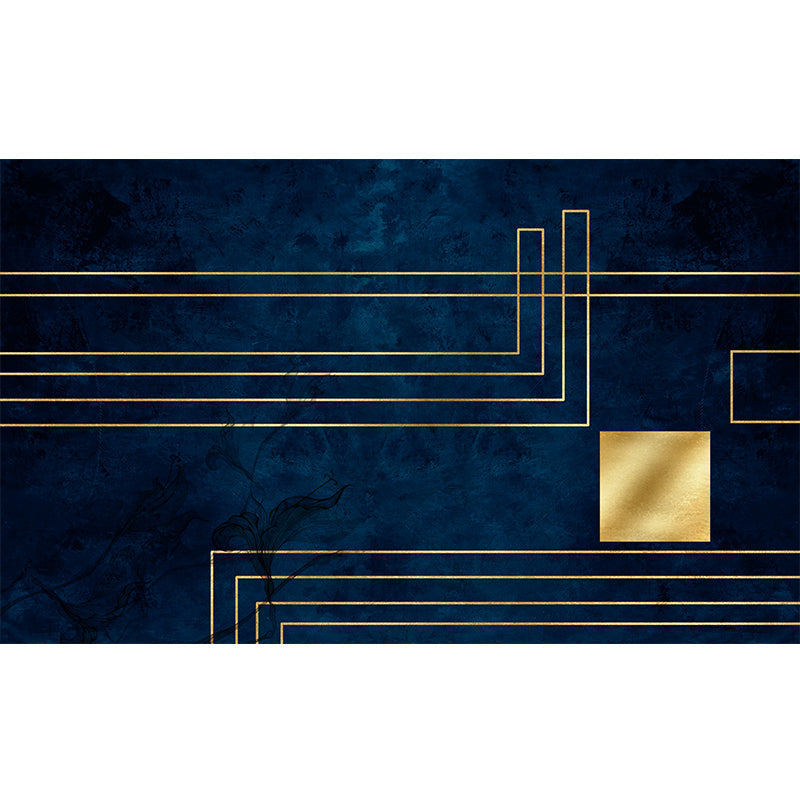 Skorter | Blue Abstract Printed Rug Cotton Blend Creative Rug Washable Non-Slip Back Rug for the Living Room